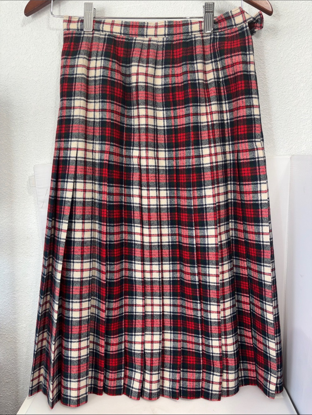 Pendleton Red, Cream & Black Plaid Midi Skirt